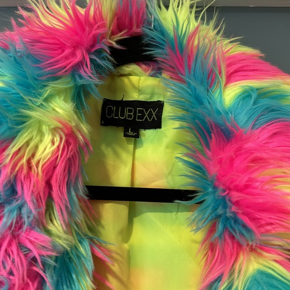 Rainbow Faux Fur coat - Club Exx by Dollskill - Picture 3 of 4